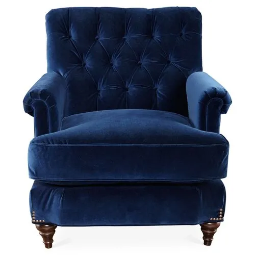 Acton Club Chair - Indigo Velvet - Miles Talbott