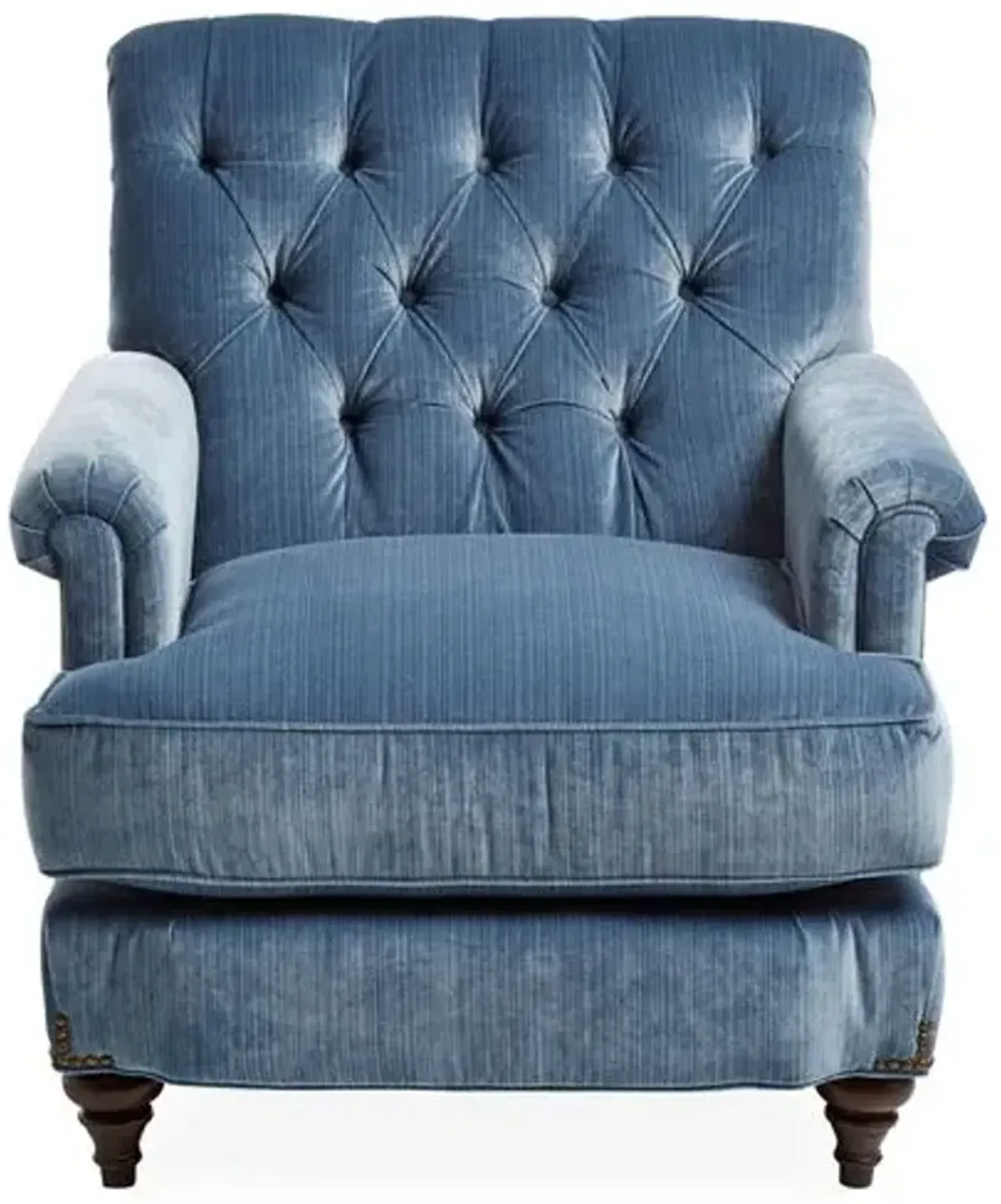 Acton Club Chair - Strie Blue Velvet - Miles Talbott