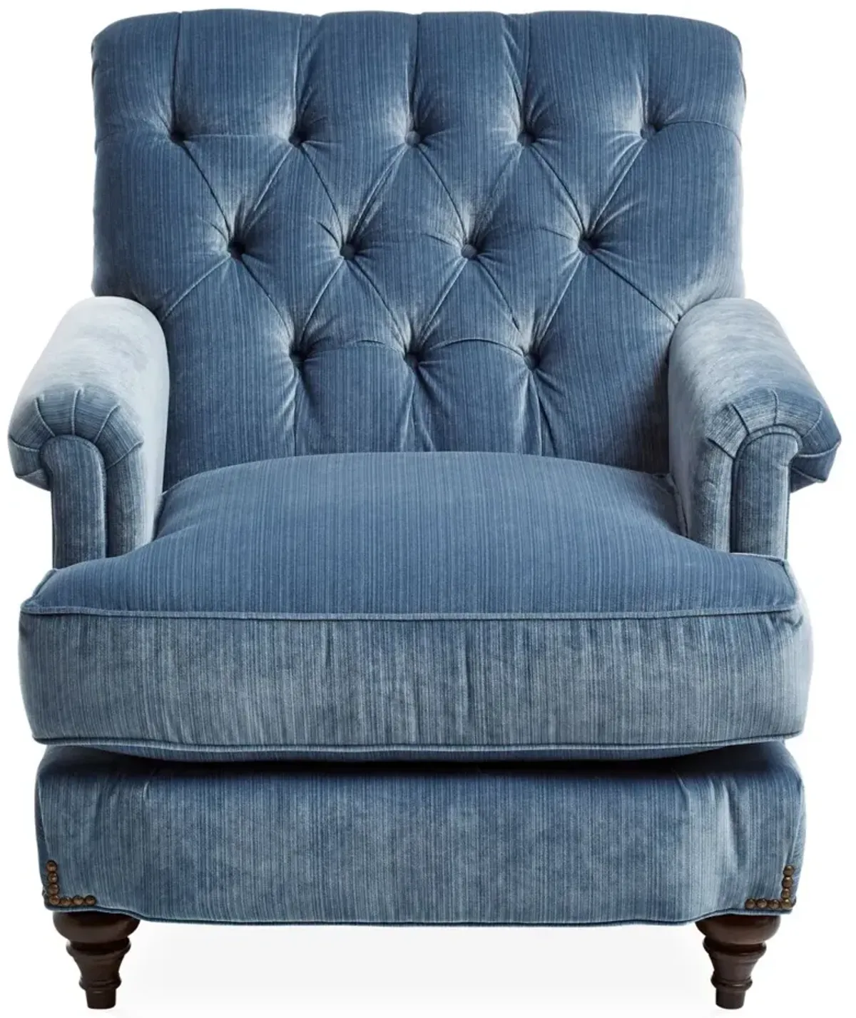 Acton Club Chair, Strie Blue Velvet