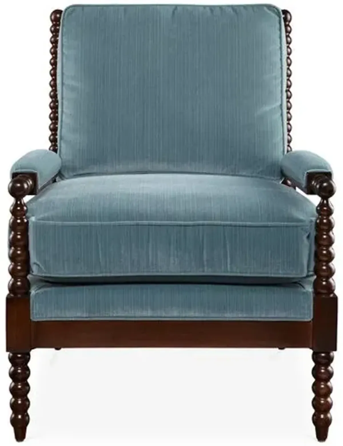 Bankwood Spindle Chair - Velvet - Miles Talbott - Handcrafted - Blue