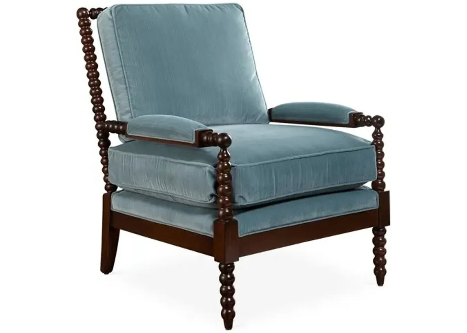 Bankwood Spindle Chair - Velvet - Miles Talbott - Handcrafted - Blue