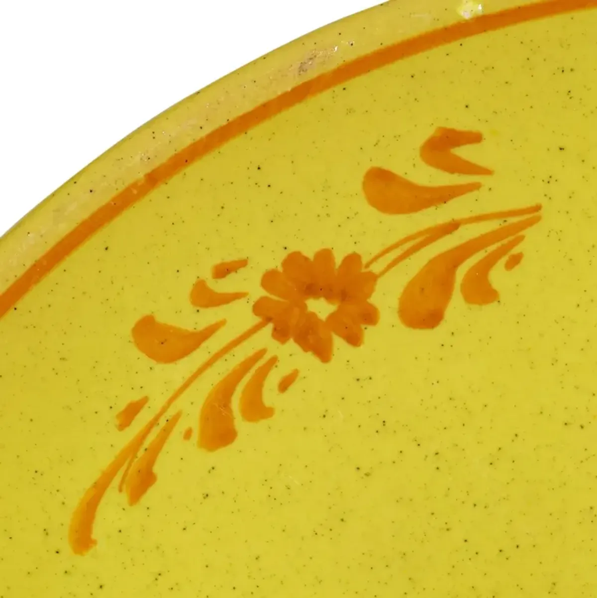 1960s Italian Hand-Painted Floral Plate - 2-b-Modern - Yellow