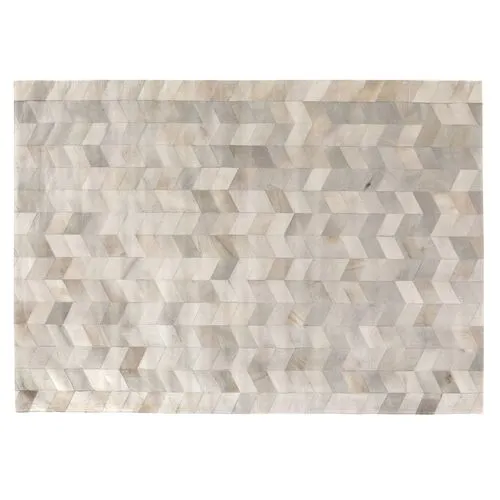 Stitched Chevron Hide - Gray - Exquisite Rugs - Gray - 5'x8'