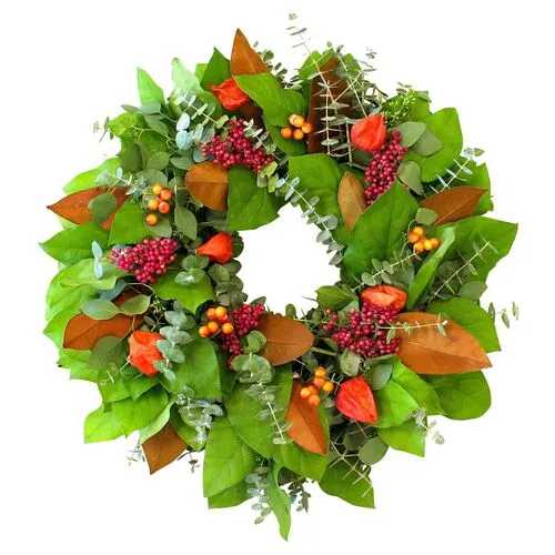 20" Autumn Berries Wreath - Dried - Creekside Farms - Green