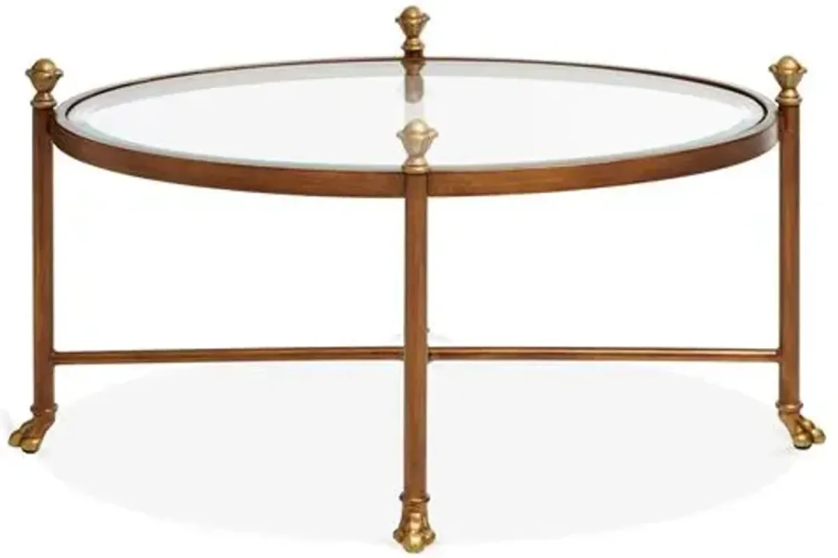 Edyth Oval Coffee Table - Antiqued Gold - Chelsea House - Brown