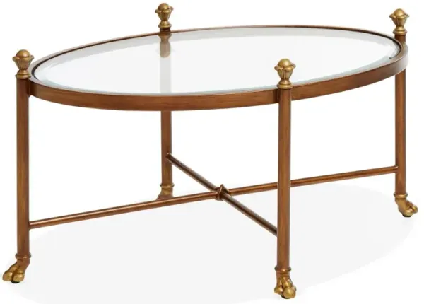 Edyth Oval Coffee Table, Antiqued Gold