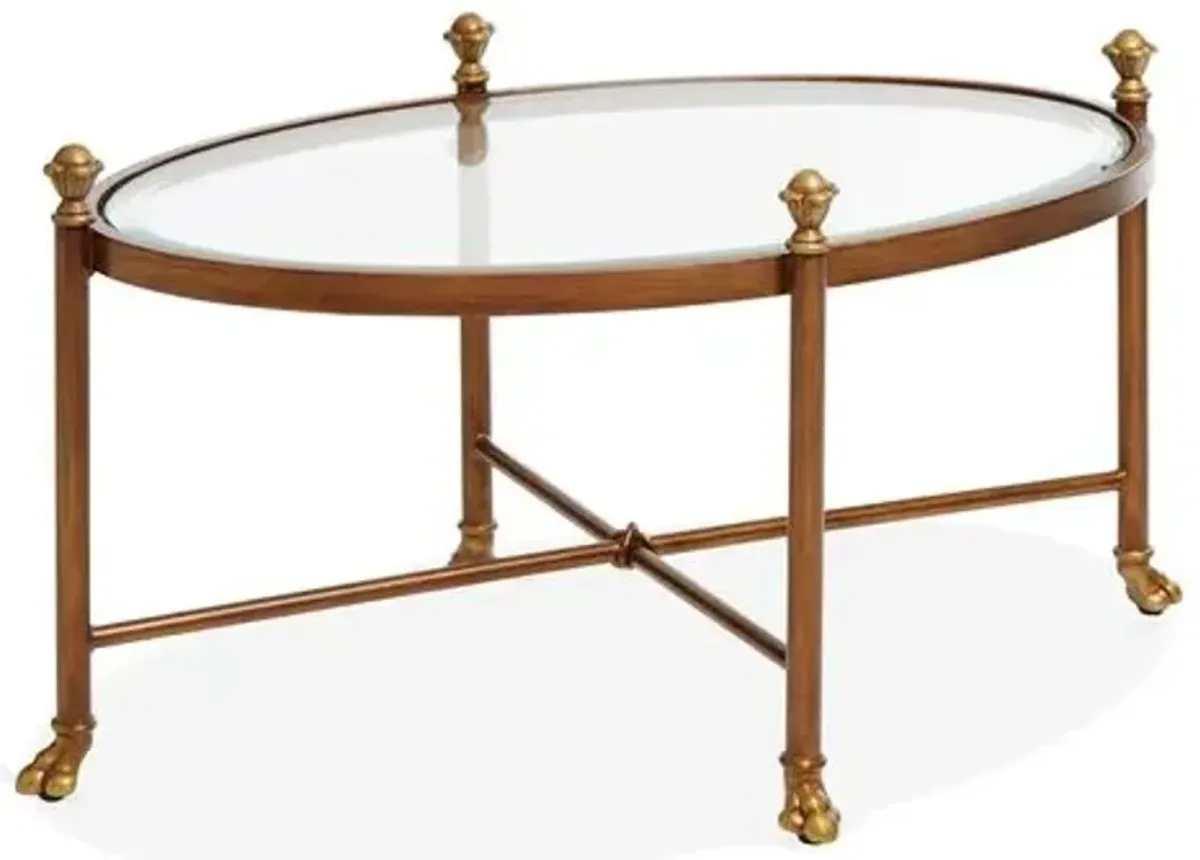 Edyth Oval Coffee Table - Antiqued Gold - Chelsea House - Brown