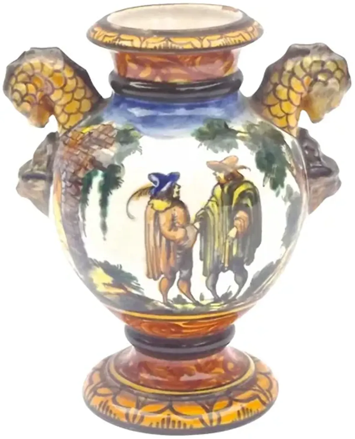 Hand-Painted French Faience Urn Vase - Vermilion Designs - Ivory