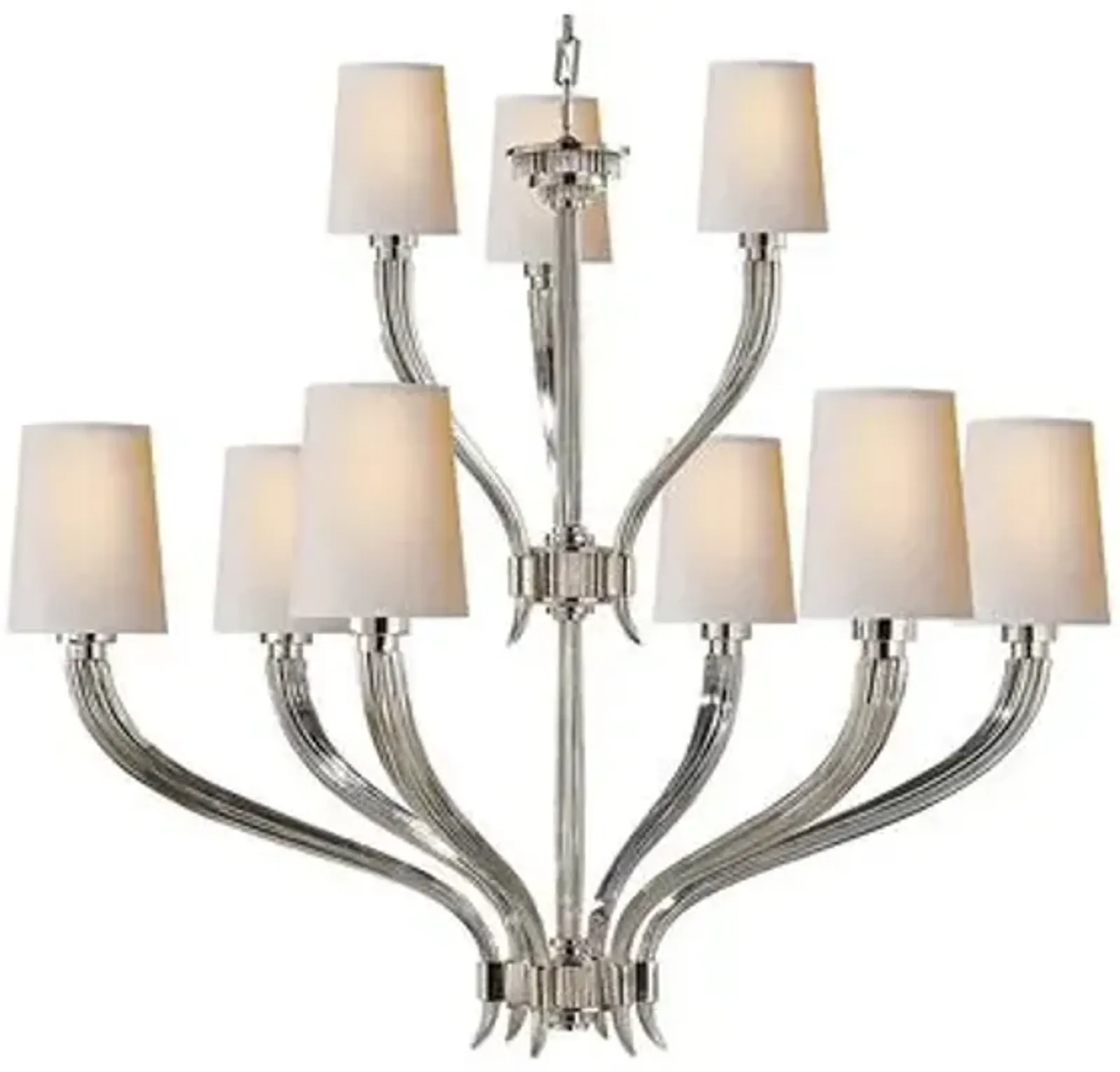 Visual Comfort - Ruhlmann Chandelier - Polished Nickel - Silver