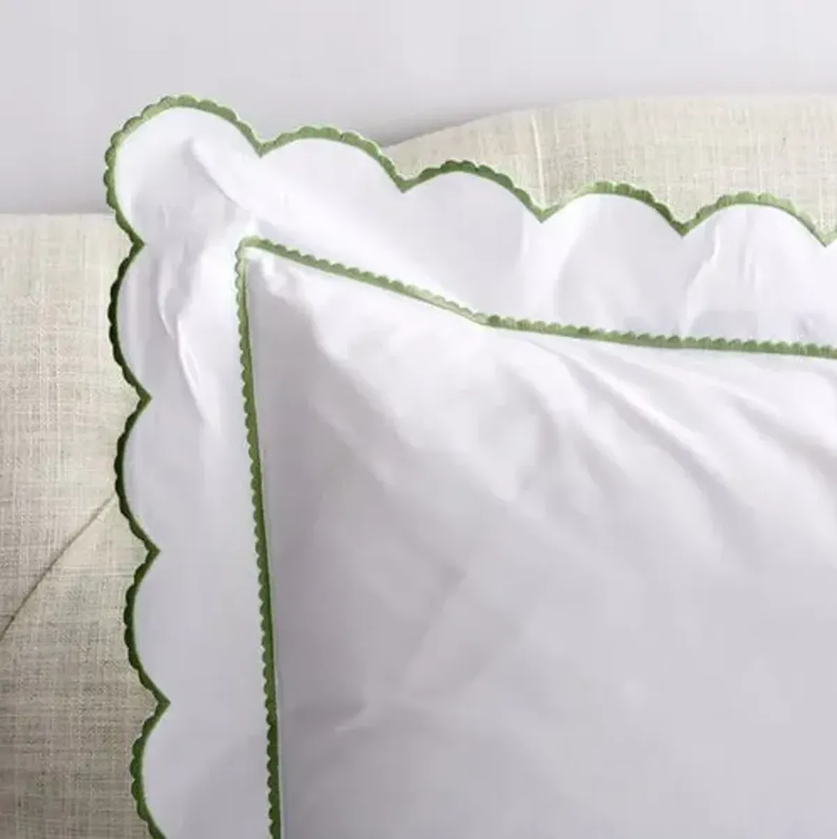 Ruffle Scallop Euro Sham - Green - Hamburg House