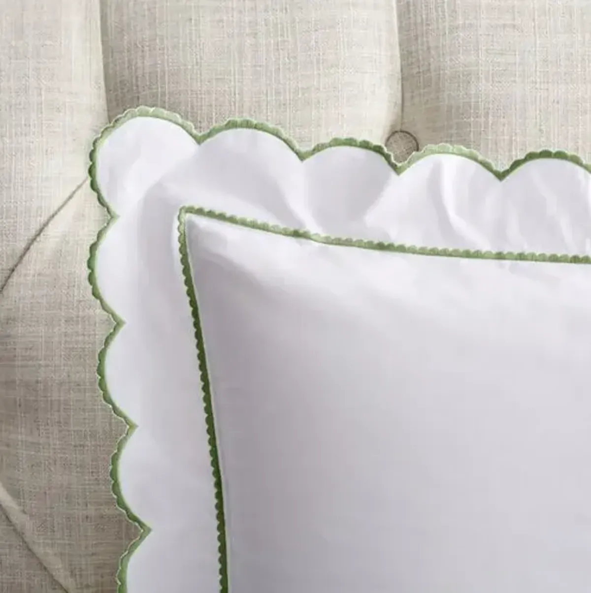 Ruffle Scallop Sham - Green - Hamburg House