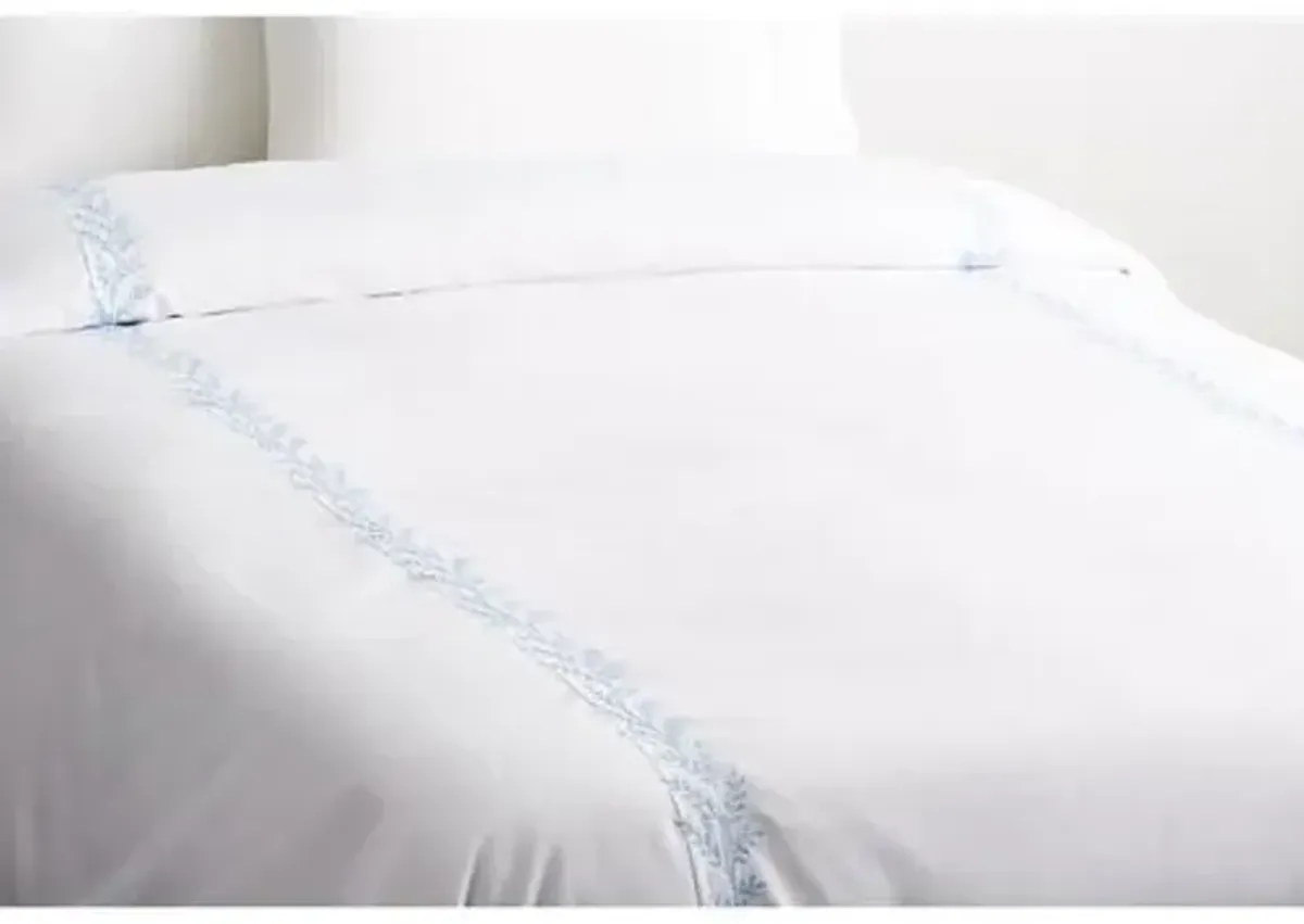 Willow Embroidered Coverlet - Hamburg House - Blue