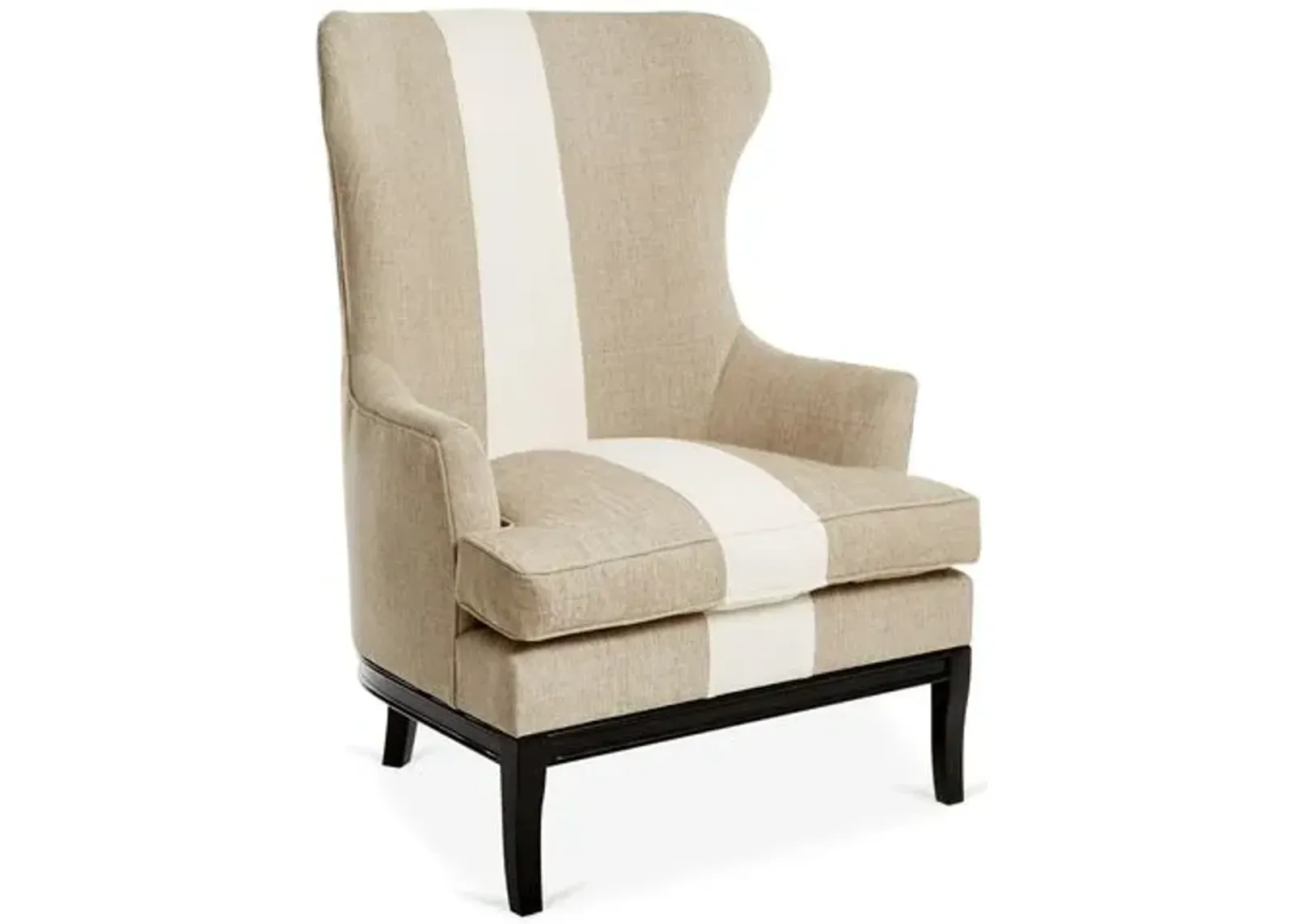 Calhoun Wingback Chair - Stripe - Kim Salmela - Handcrafted in The USA - Beige - Comfortable, Stylish