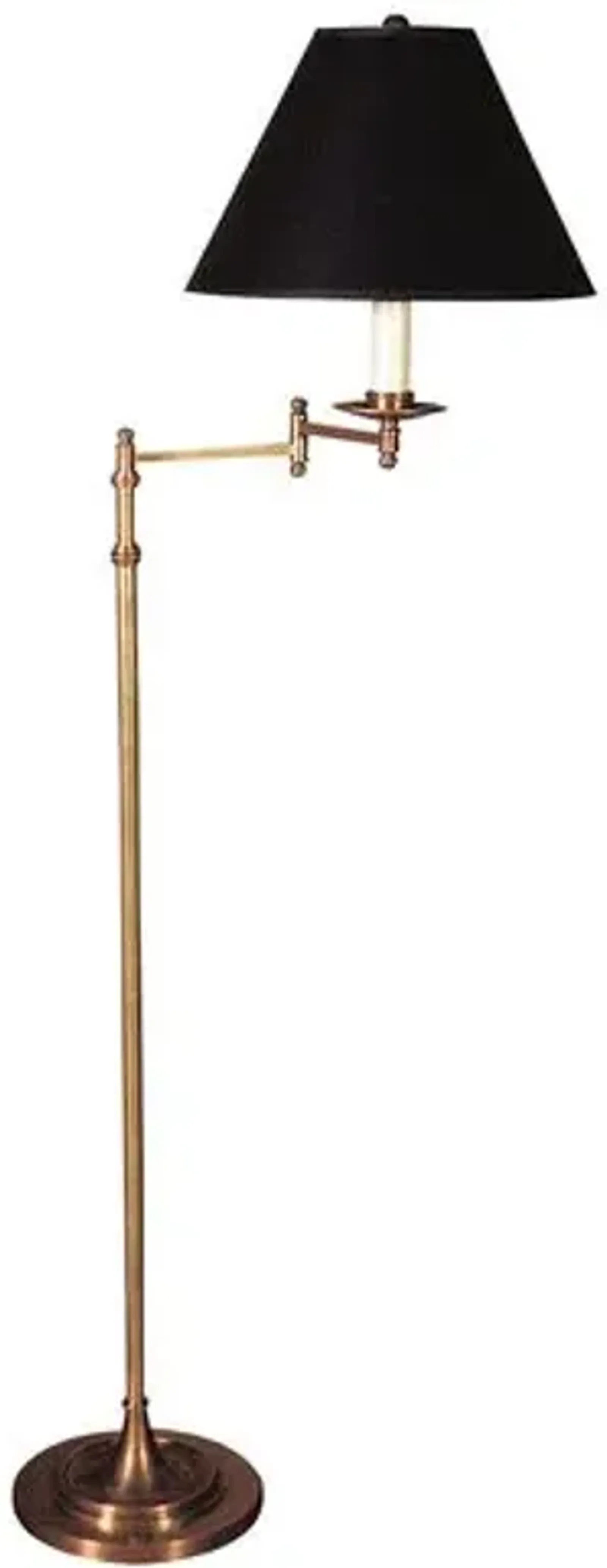 Visual Comfort - Dorchester Swing Arm Floor Lamp - Antique Brass With Black Shade