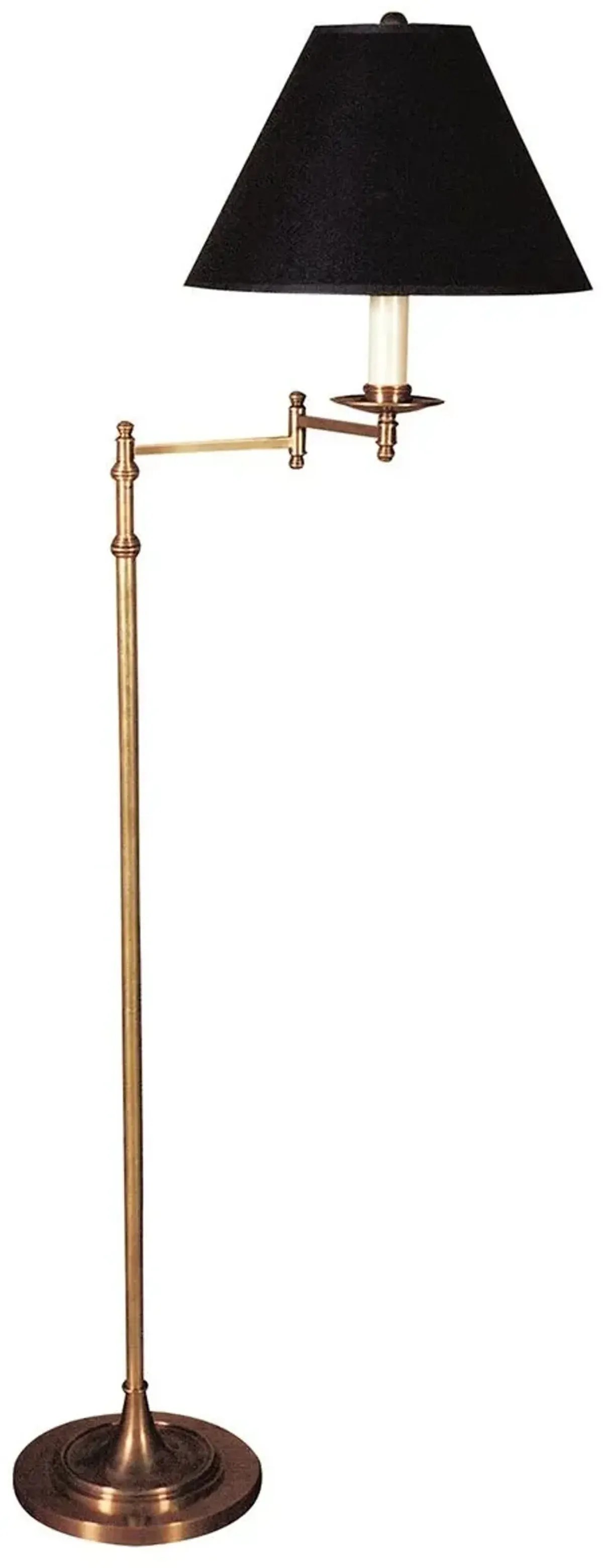 Visual Comfort - Dorchester Swing Arm Floor Lamp - Antique Brass With Black Shade