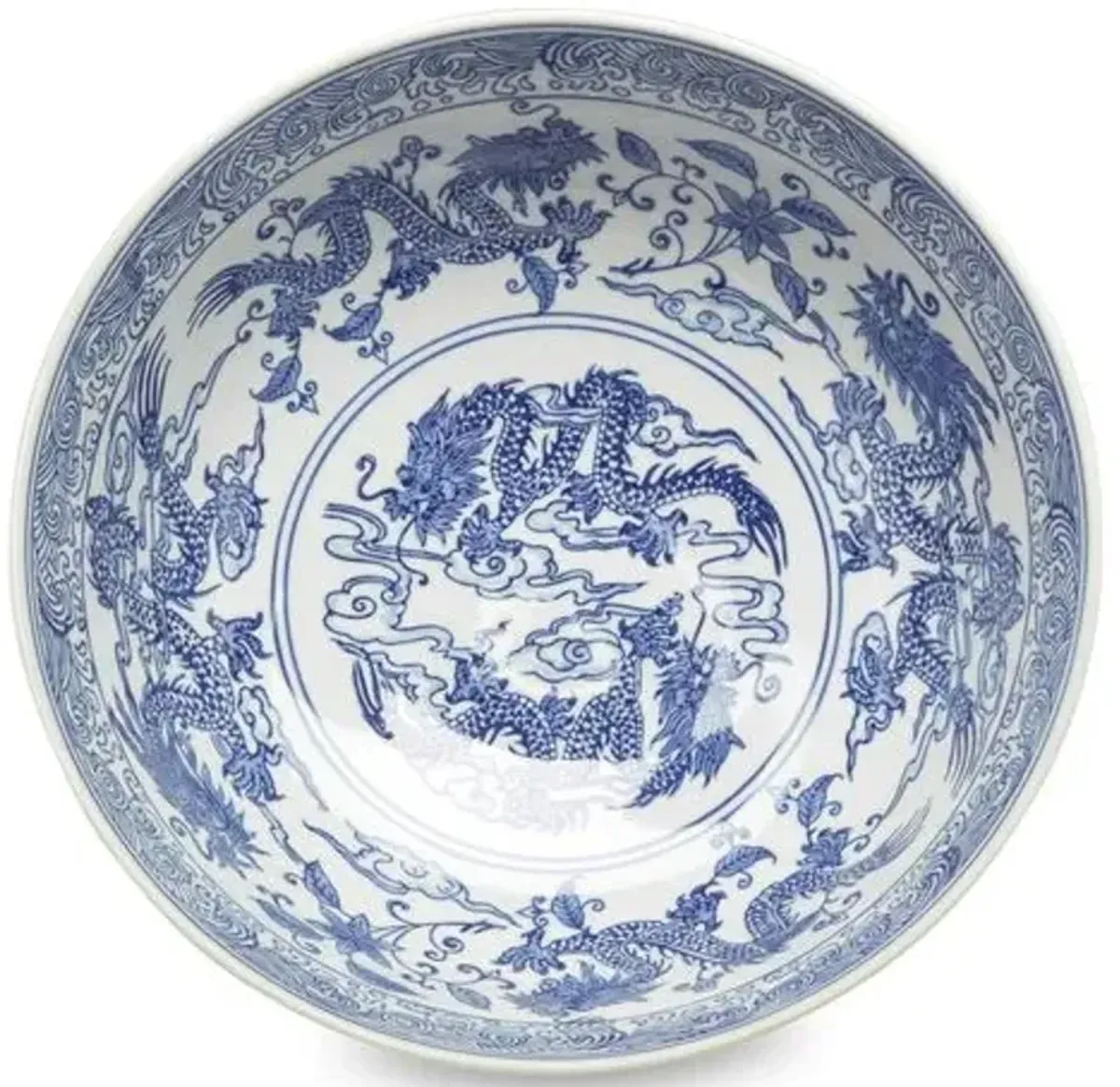 14" Dragon Bowl - Blue/White