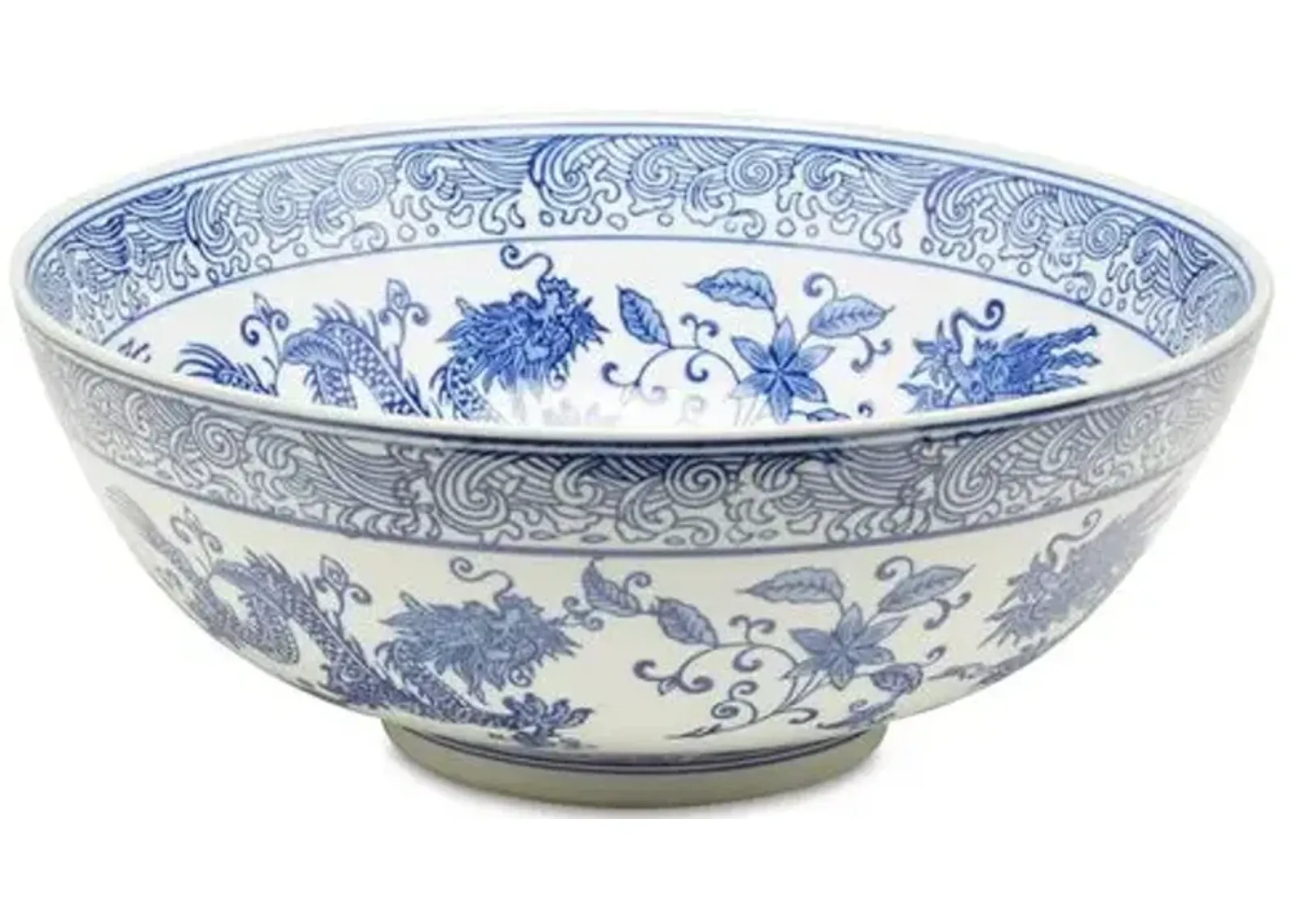 14" Dragon Bowl - Blue/White