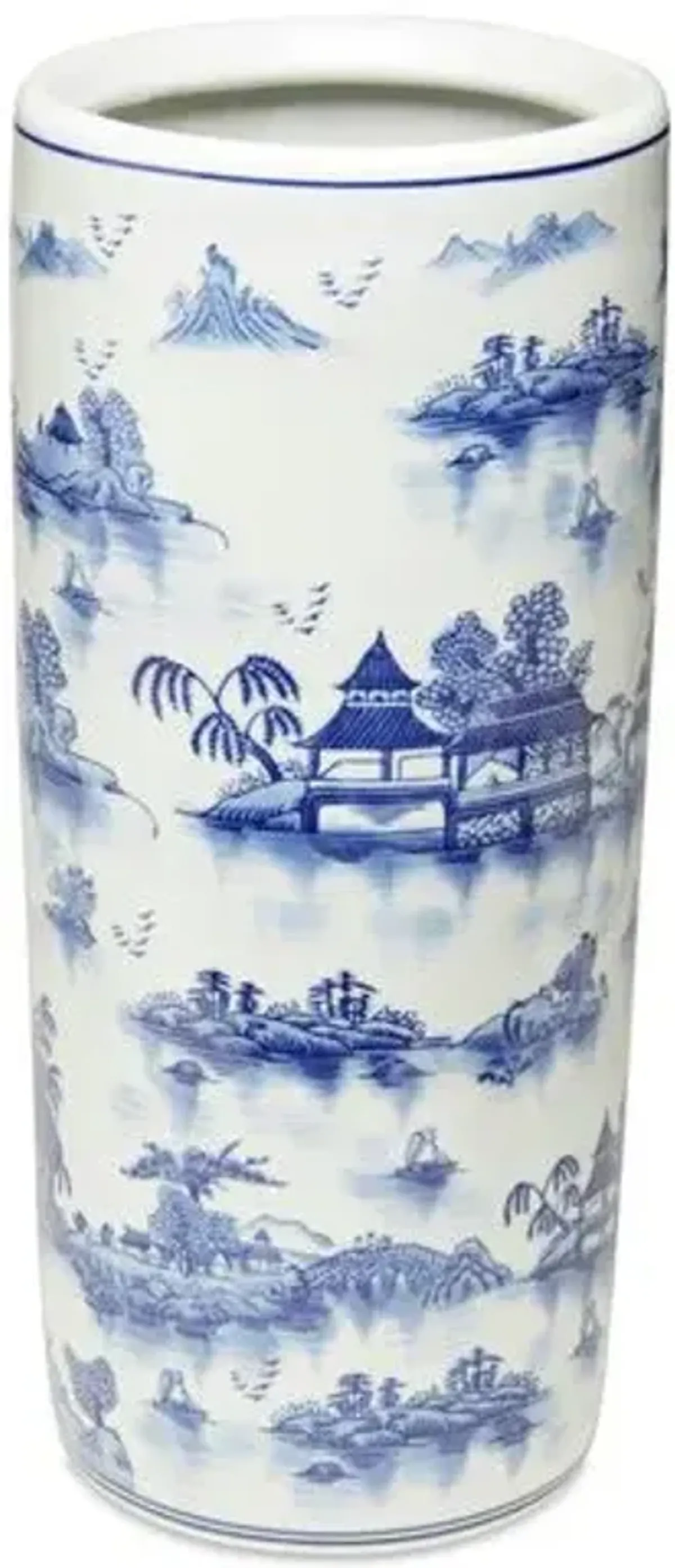 18" Chinoiserie Umbrella Stand - Blue