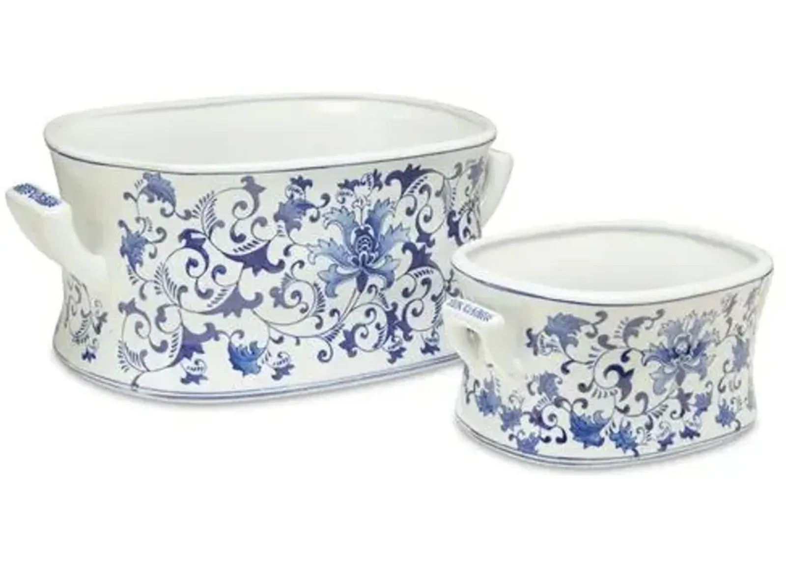 Asst. of 2 Floral Foot Baths - Blue/White