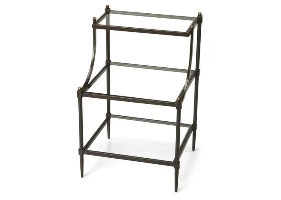 Liv Tiered Glass Side Table - Bronze - Brown