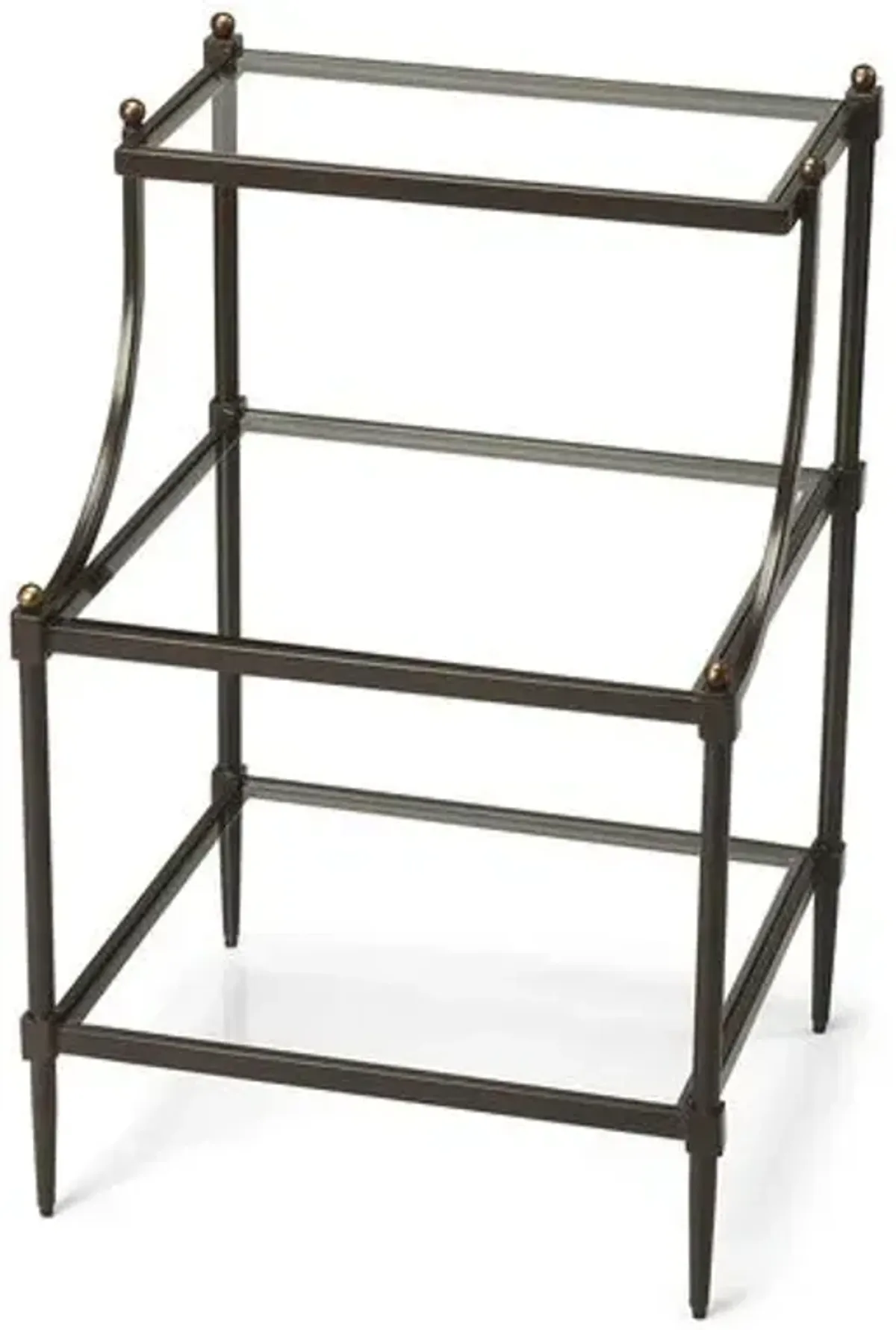 Liv Tiered Glass Side Table - Bronze - Brown