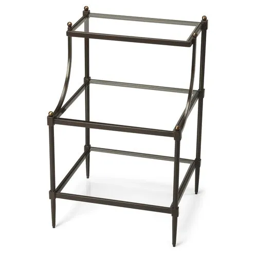 Liv Tiered Glass Side Table - Bronze - Brown