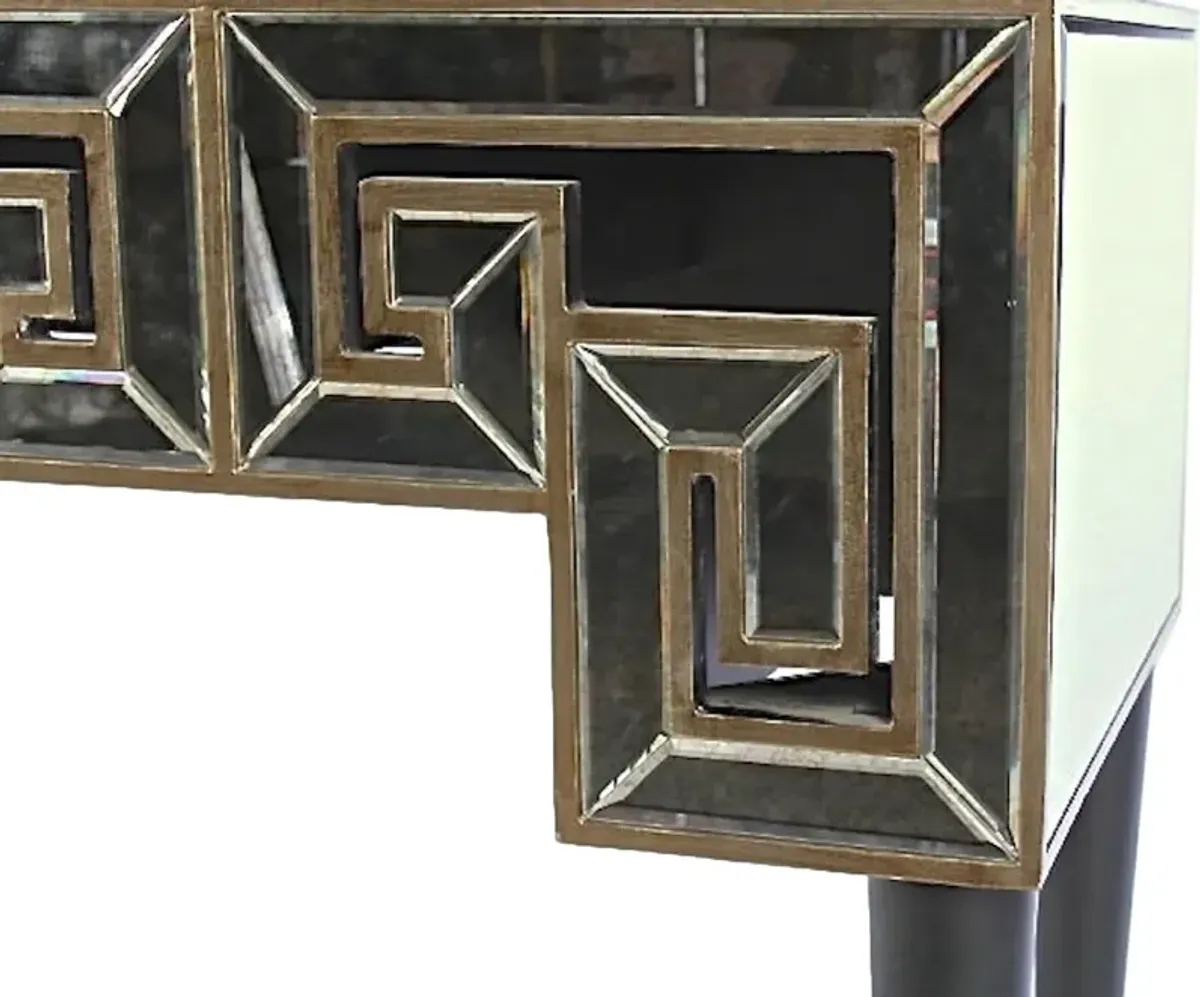 Mirrored Greek Key-Style Console - Vermilion Designs - Gray