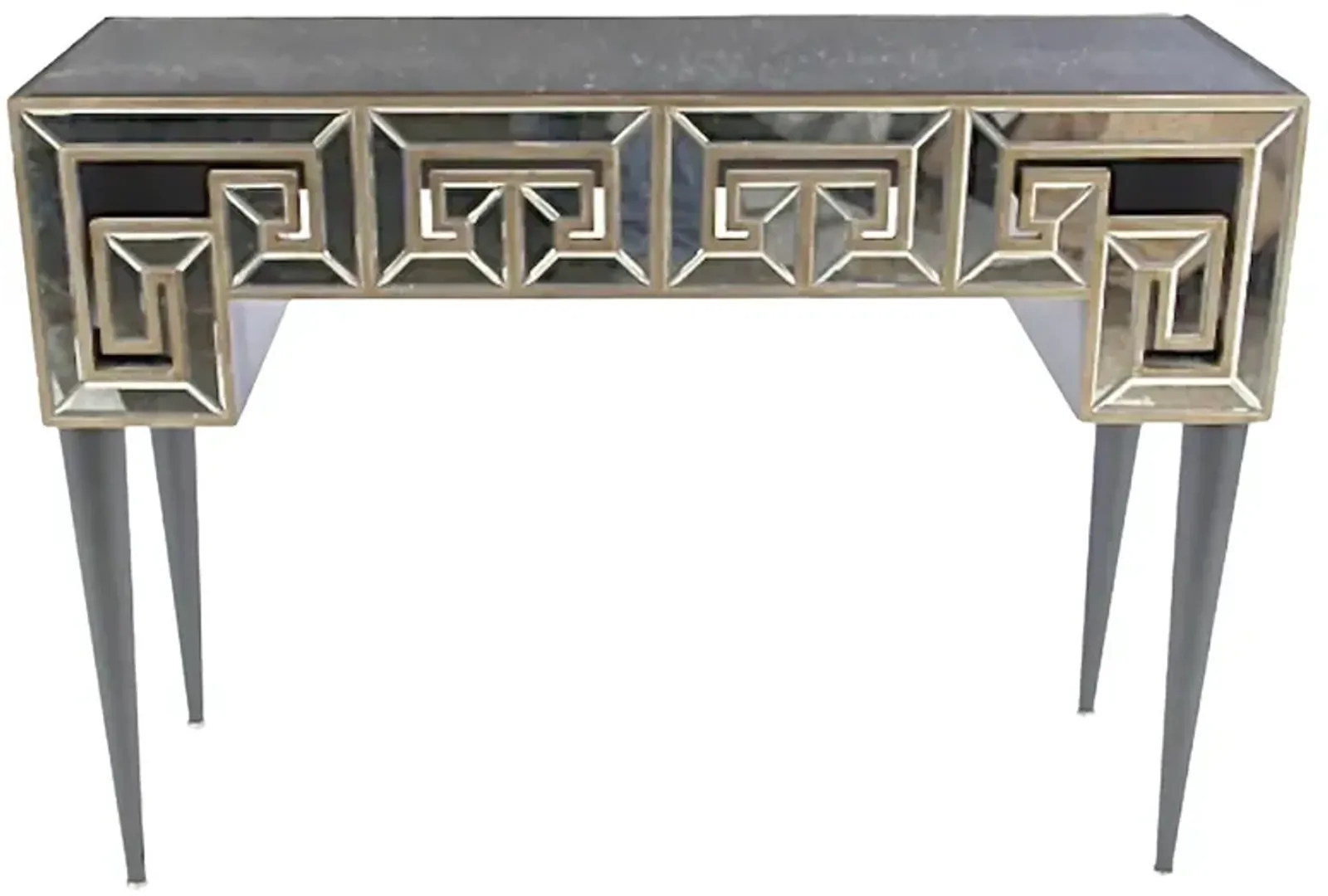 Mirrored Greek Key-Style Console - Vermilion Designs - Gray