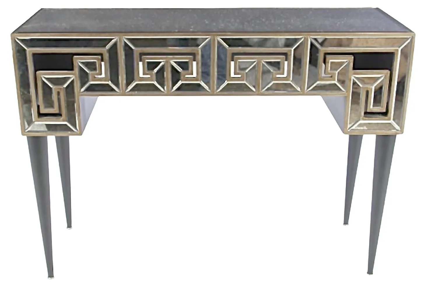 Mirrored Greek Key-Style Console - Vermilion Designs - Gray