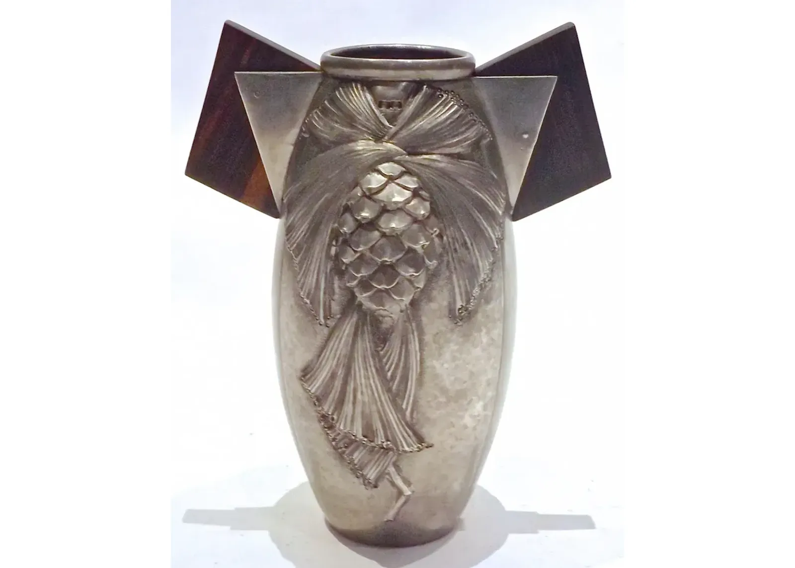 French Deco René Sitoleux Pewter Vase - Vermilion Designs - Gray