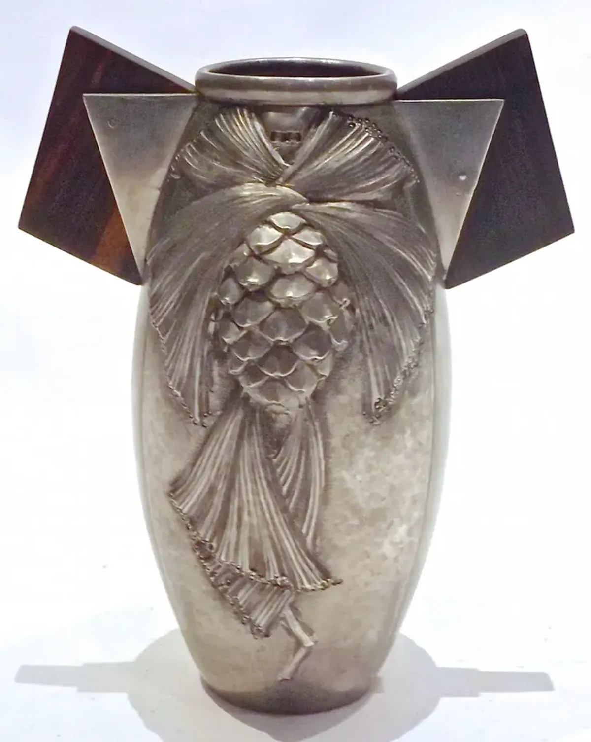 French Deco René Sitoleux Pewter Vase - Vermilion Designs - Gray