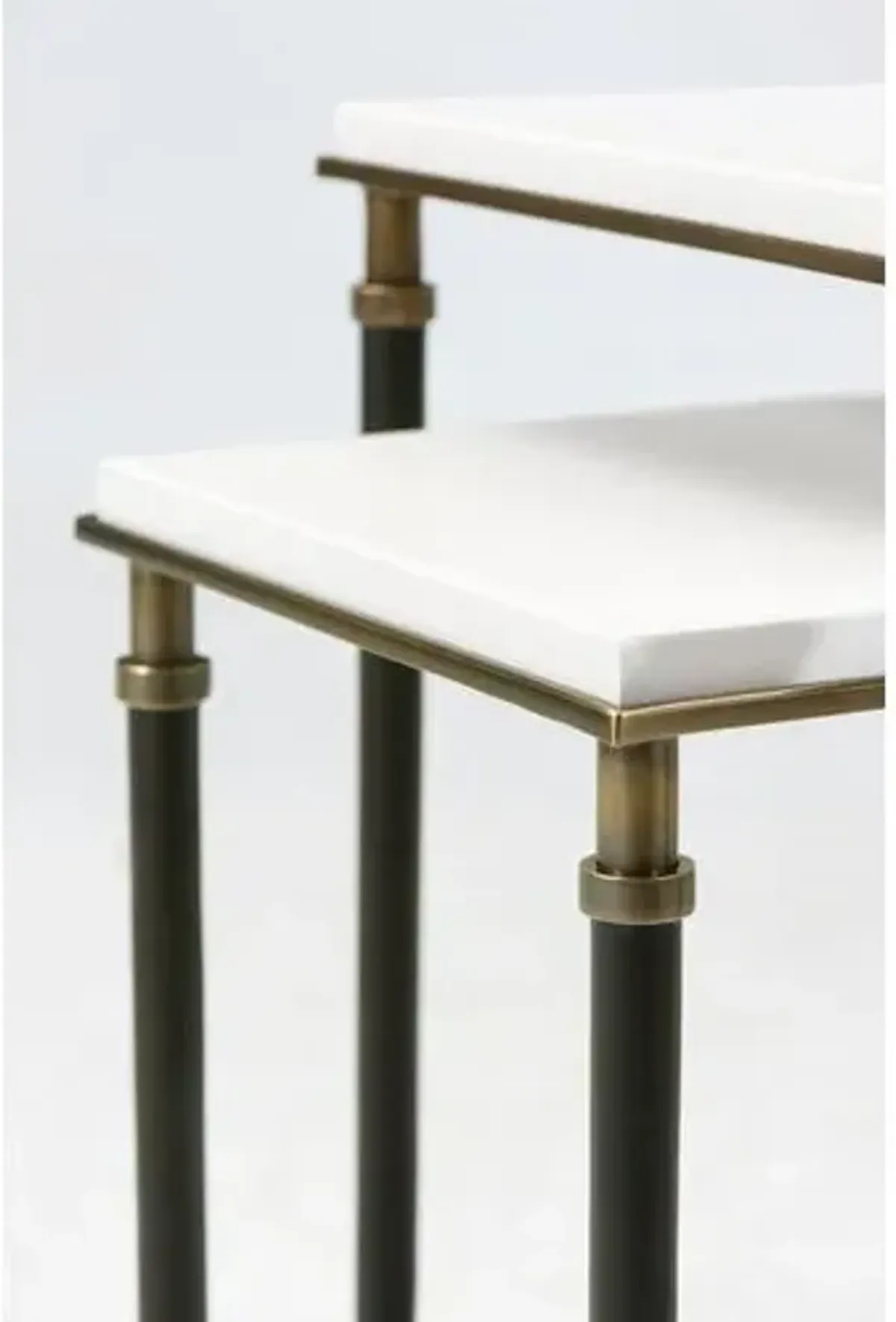 Torrance Leather Nesting Tables - White - Theodore Alexander - Ivory