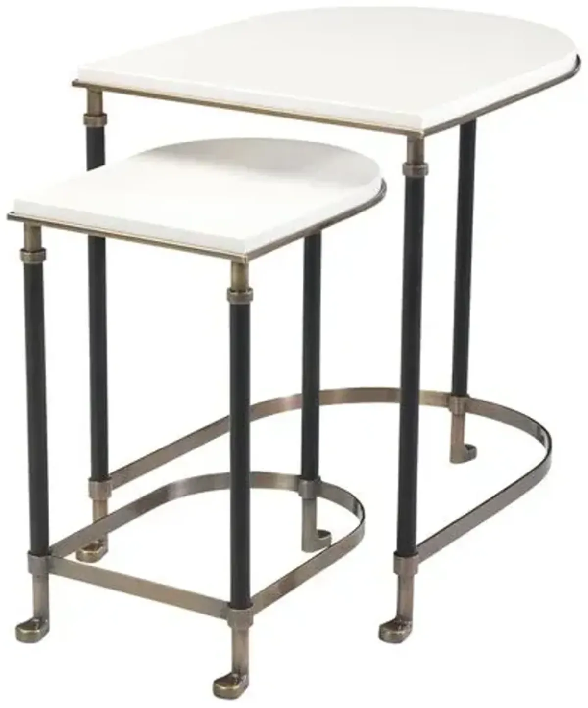 Torrance Leather Nesting Tables - White - Theodore Alexander - Ivory