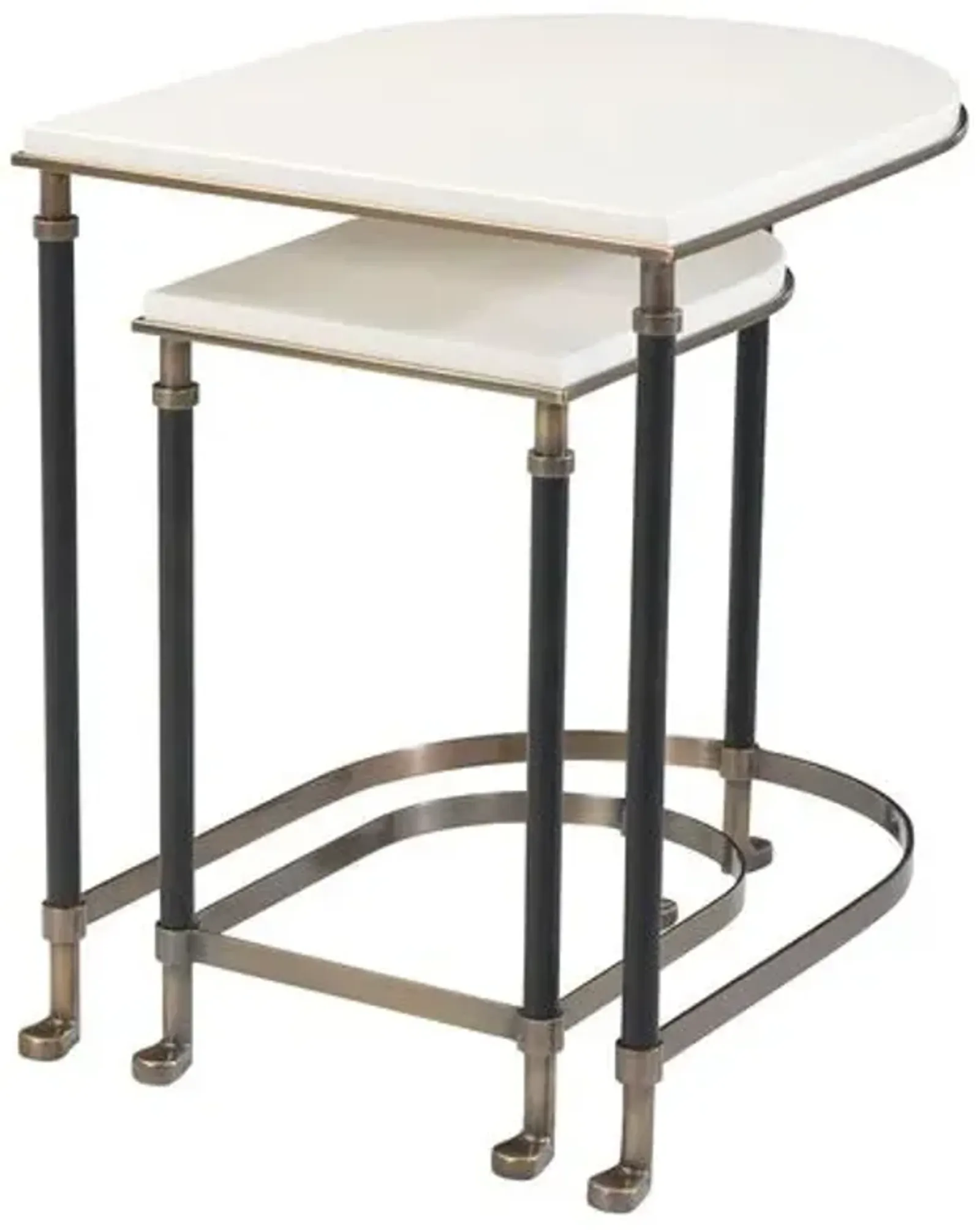 Torrance Leather Nesting Tables - White - Theodore Alexander - Ivory