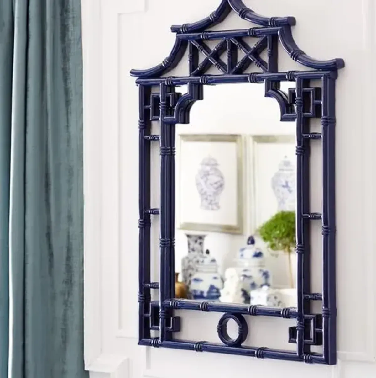 Isla Chinoiserie Wall Mirror - Cobalt