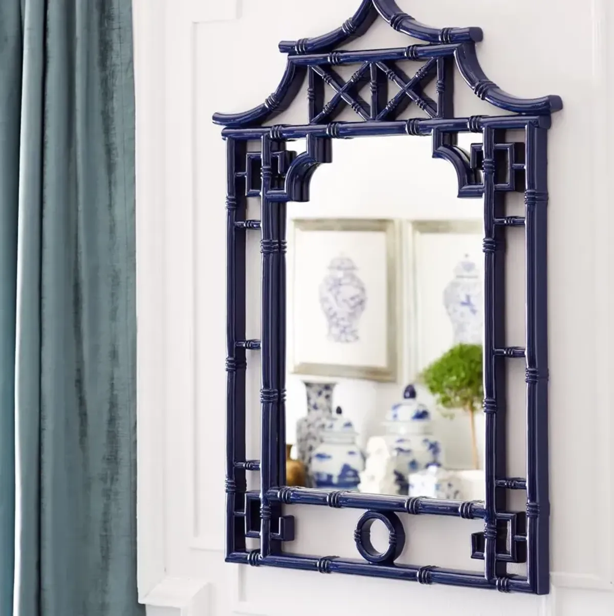Isla Chinoiserie Wall Mirror - Cobalt
