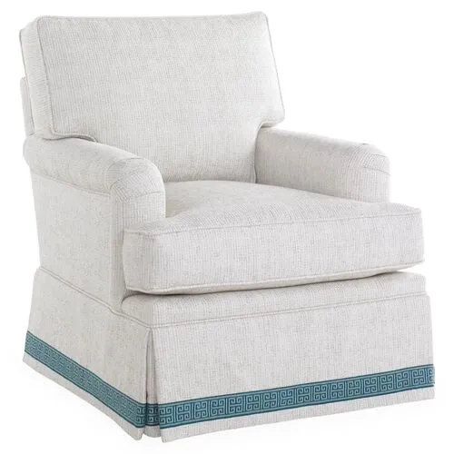 Winston Club Chair - Ivory/Blue - Miles Talbott