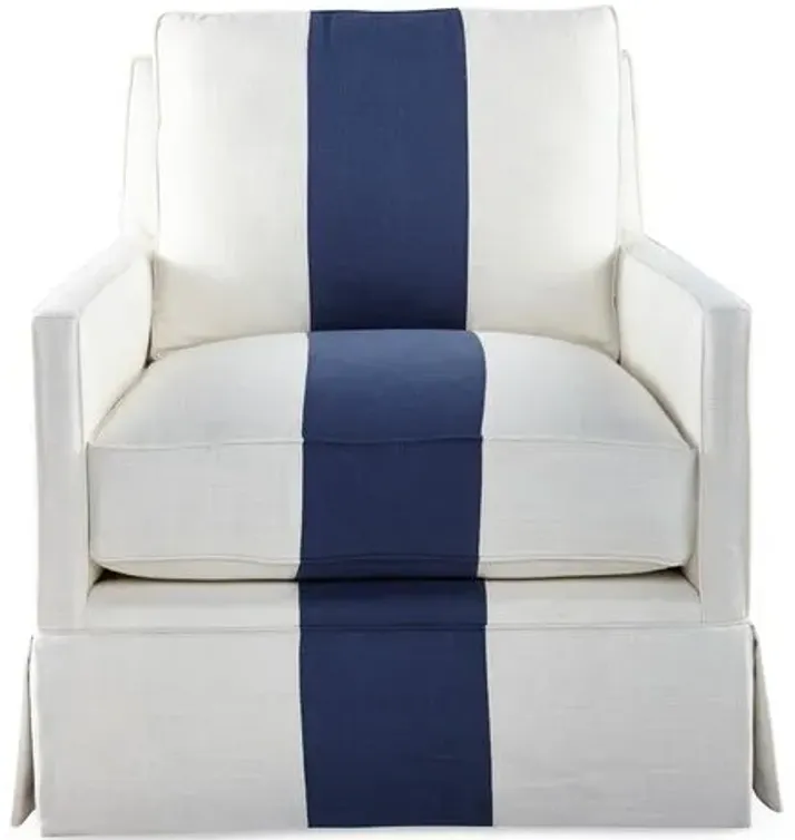 Auburn Club Chair - Indigo Stripe - Miles Talbott