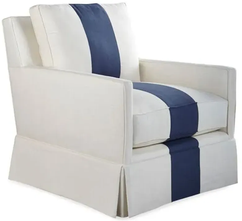 Auburn Club Chair - Indigo Stripe - Miles Talbott