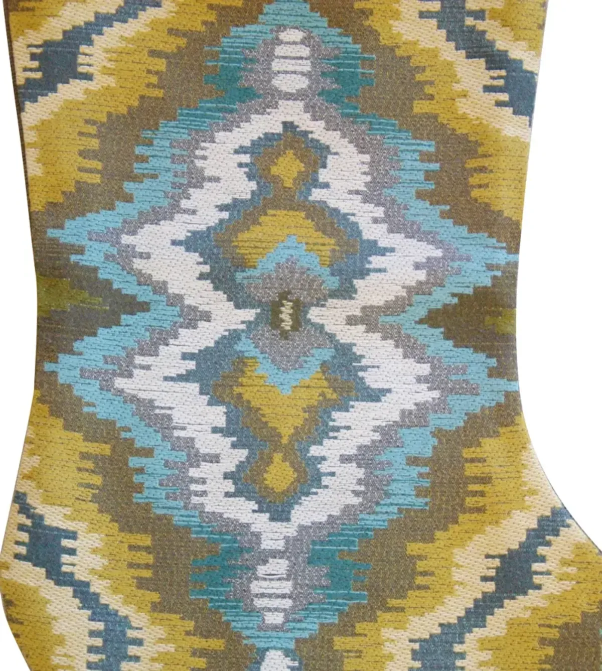 Woven Ikat & Velvet Christmas Stocking - Blue