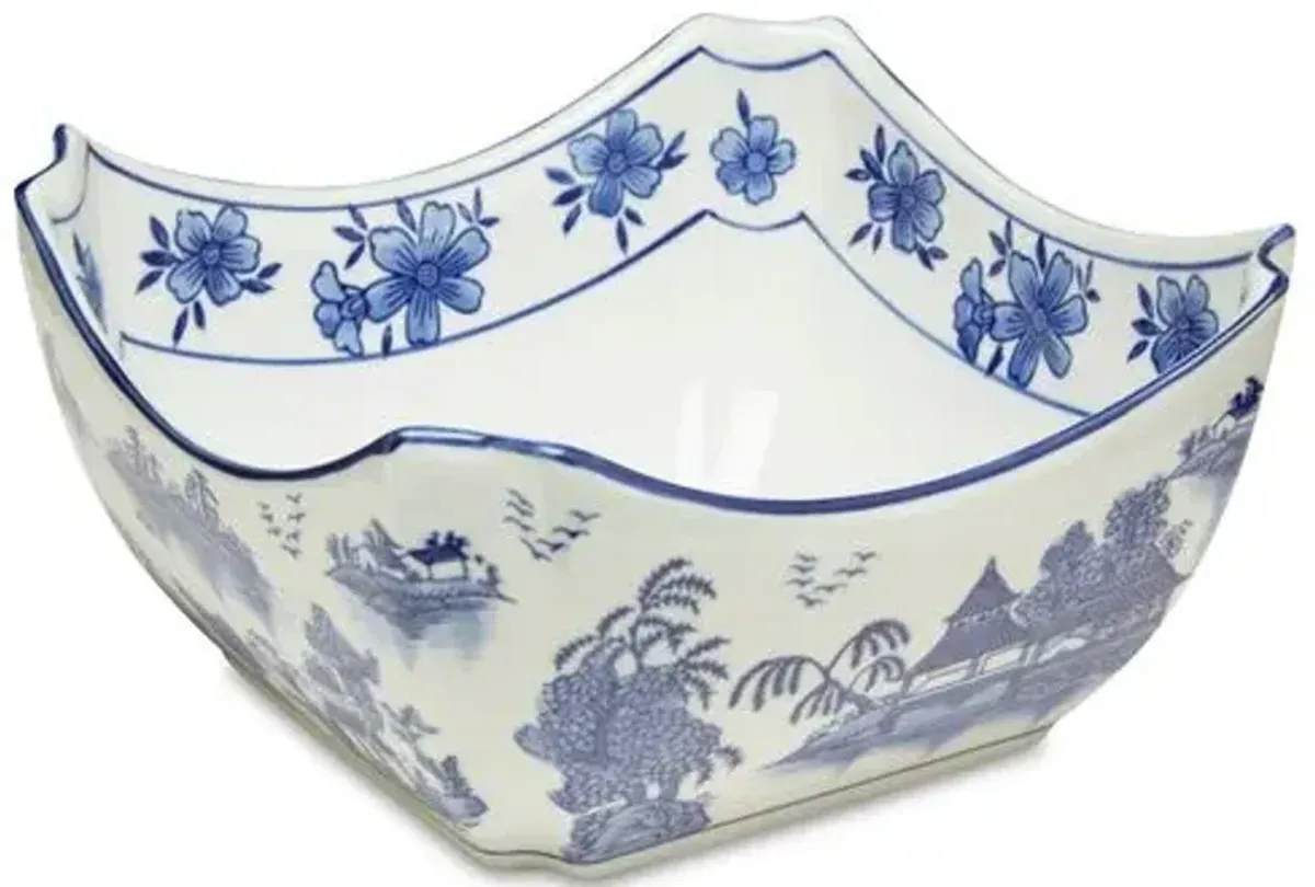 8" Square Chinoiserie Bowl - Blue/White