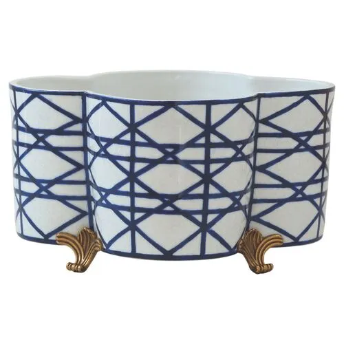 Gazebo Planter - Blue/Gold - Port 68 - 14"dia x 8"h