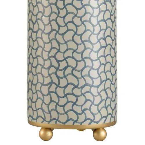 Porcelain Wavy Lines Lamp - Blue/Gold - Chelsea House