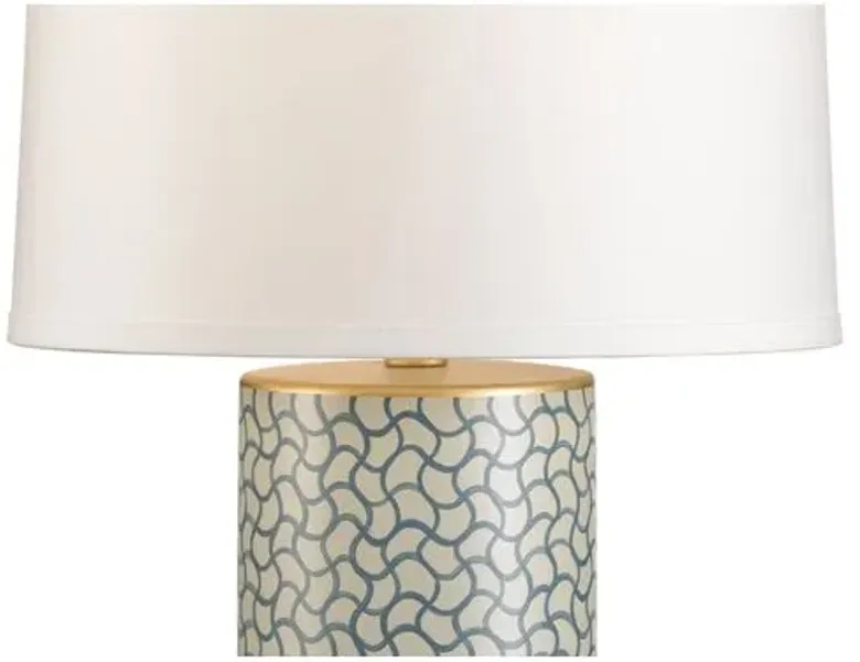 Porcelain Wavy Lines Lamp - Blue/Gold - Chelsea House