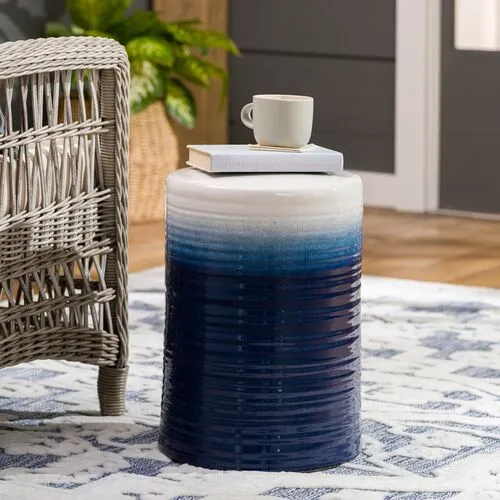 Waverly Ceramic Garden Stool - Navy Ombre