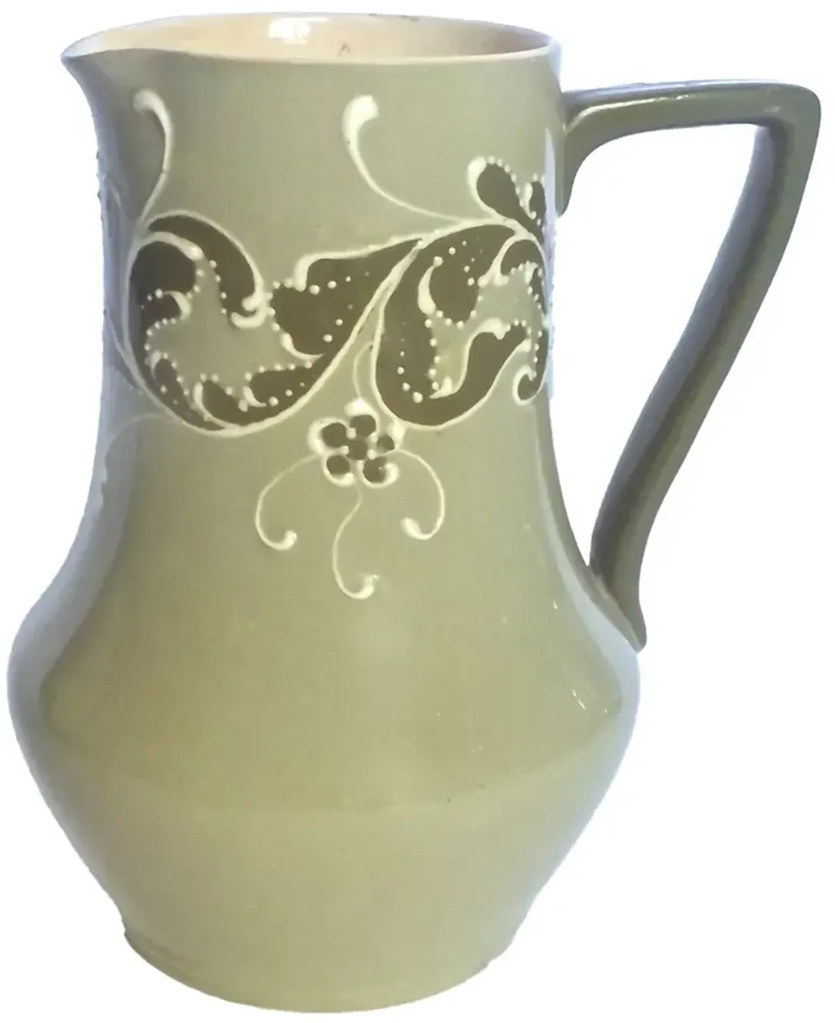 English Esso Faience Leaf Pitcher - Vermilion Designs - Handcrafted - Gray