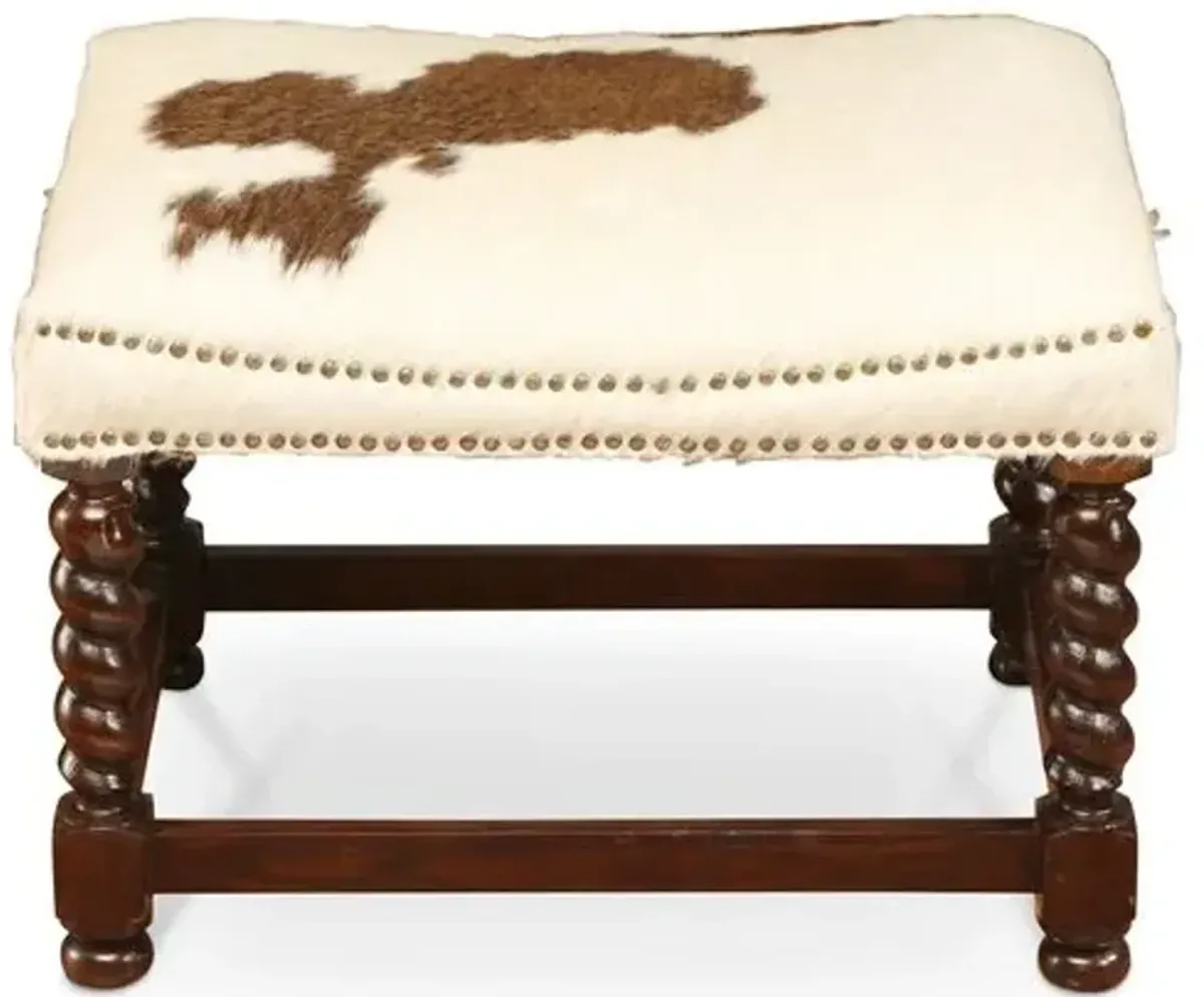 Ciei Cowhide Stool - Toffee/Cream - Handcrafted - Ivory