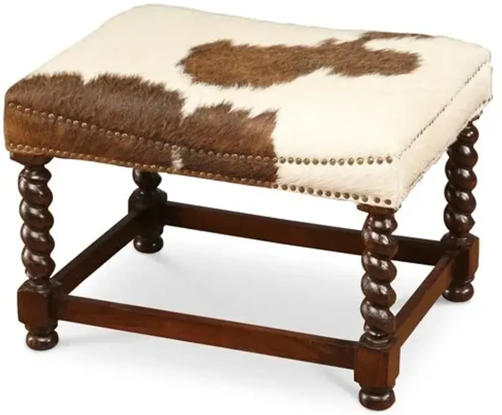 Ciei Cowhide Stool - Toffee/Cream - Handcrafted - Ivory