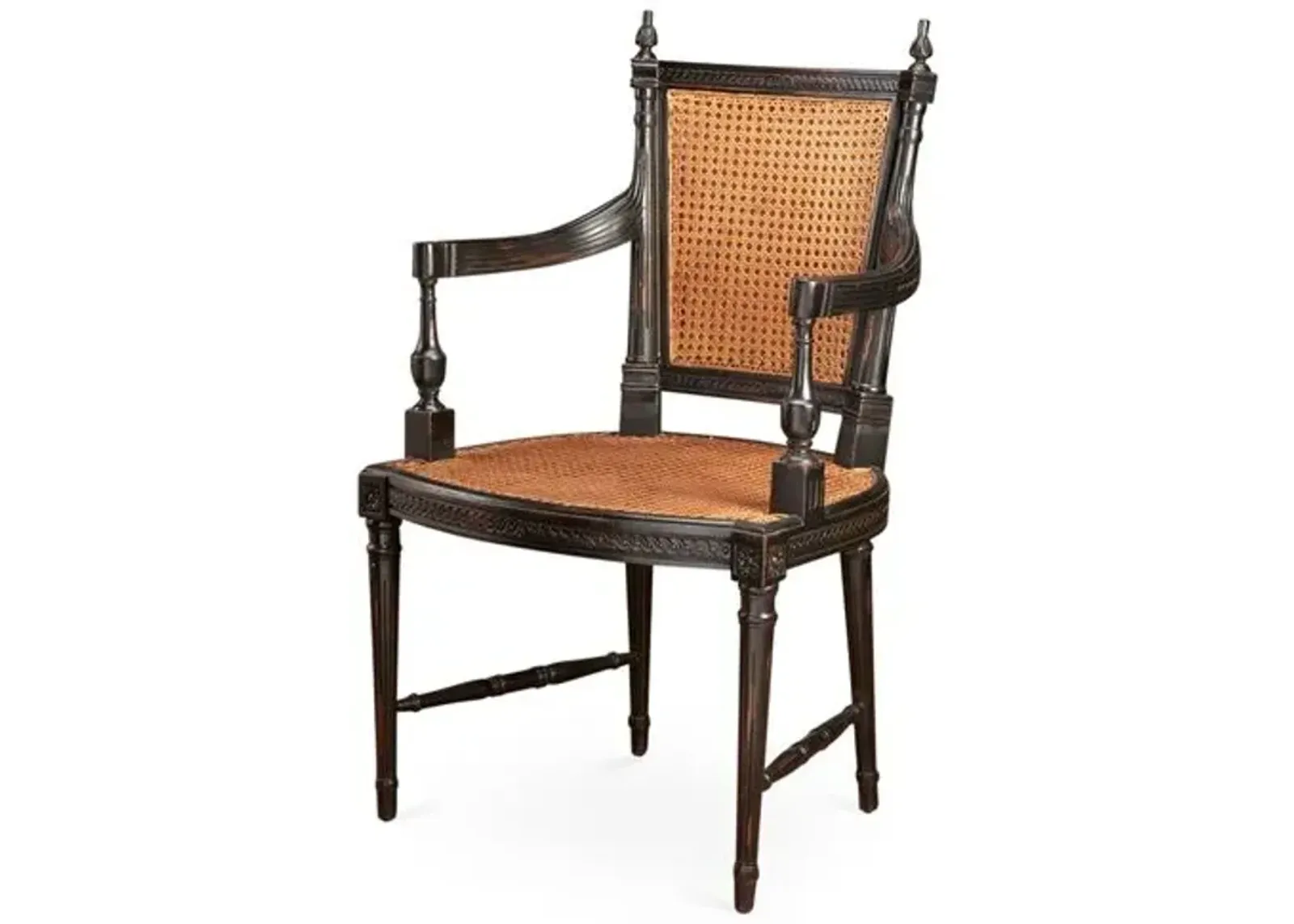 Hampton Wicker Armchair - Black/Natural - Handcrafted - Brown