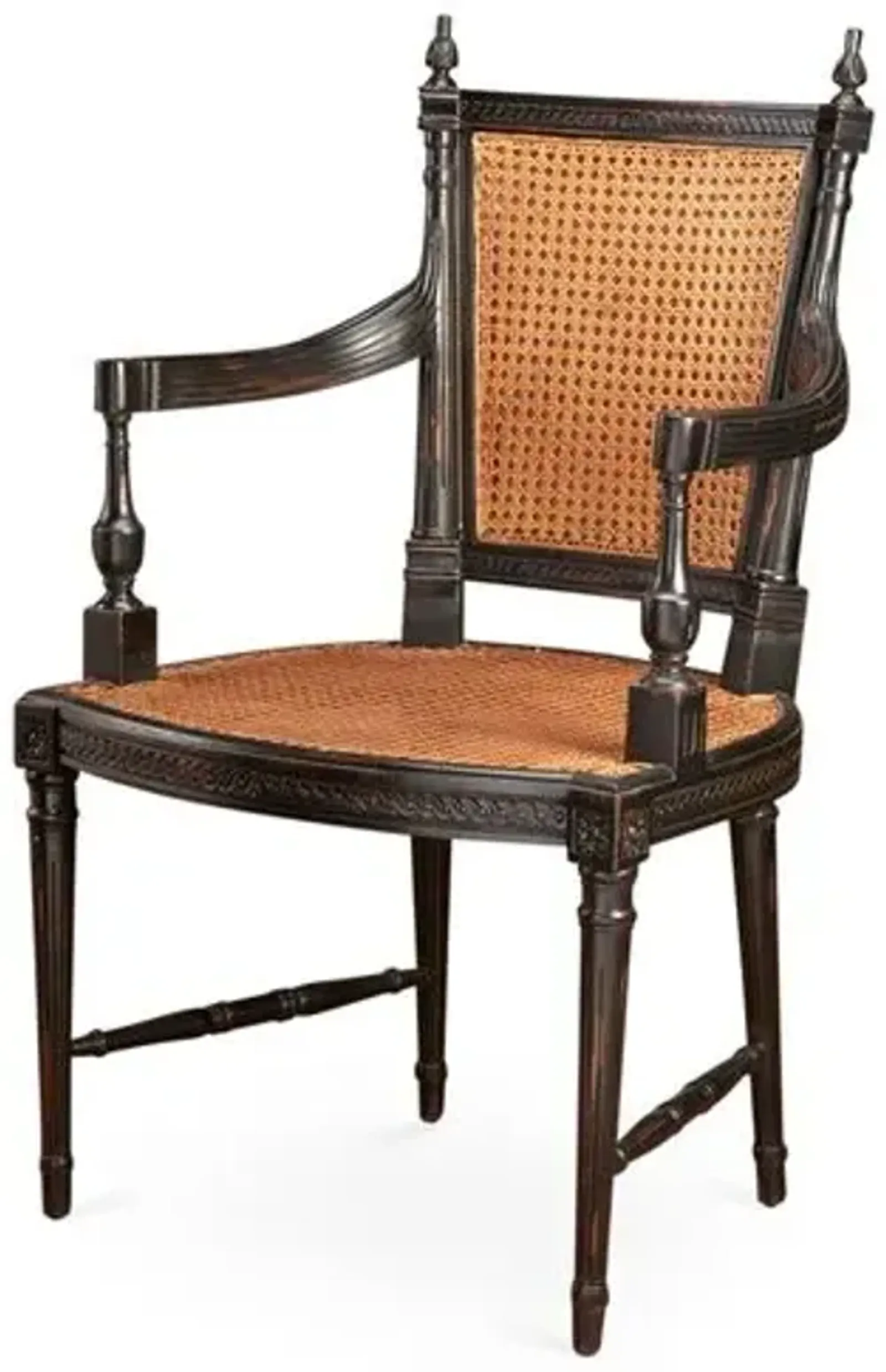 Hampton Wicker Armchair - Black/Natural - Handcrafted - Brown